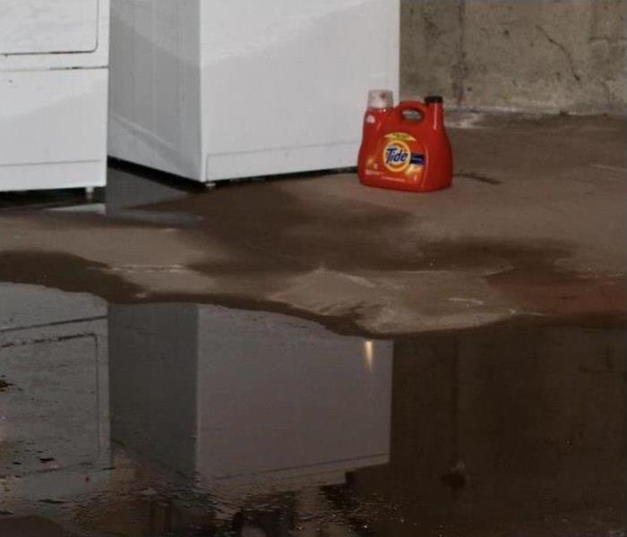The flooded basement was caused by leaky pipes.